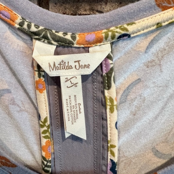 Matilda Jane short sleeve print dress, lt blue, size Large, EUC - Picture 2 of 3